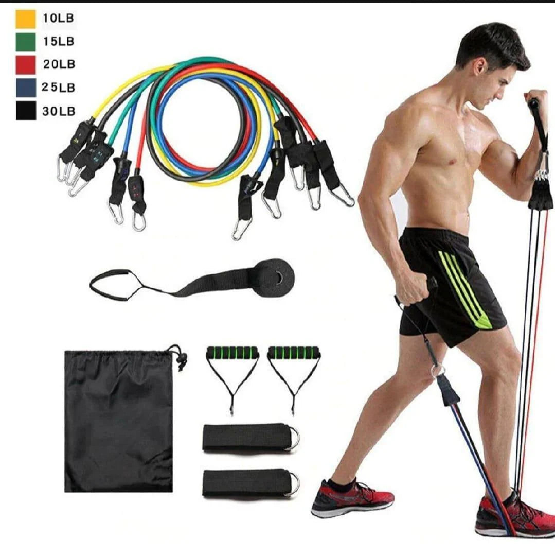Adjustable 11 Pcs Durable Resistance Bands - Perfect for Home Workouts