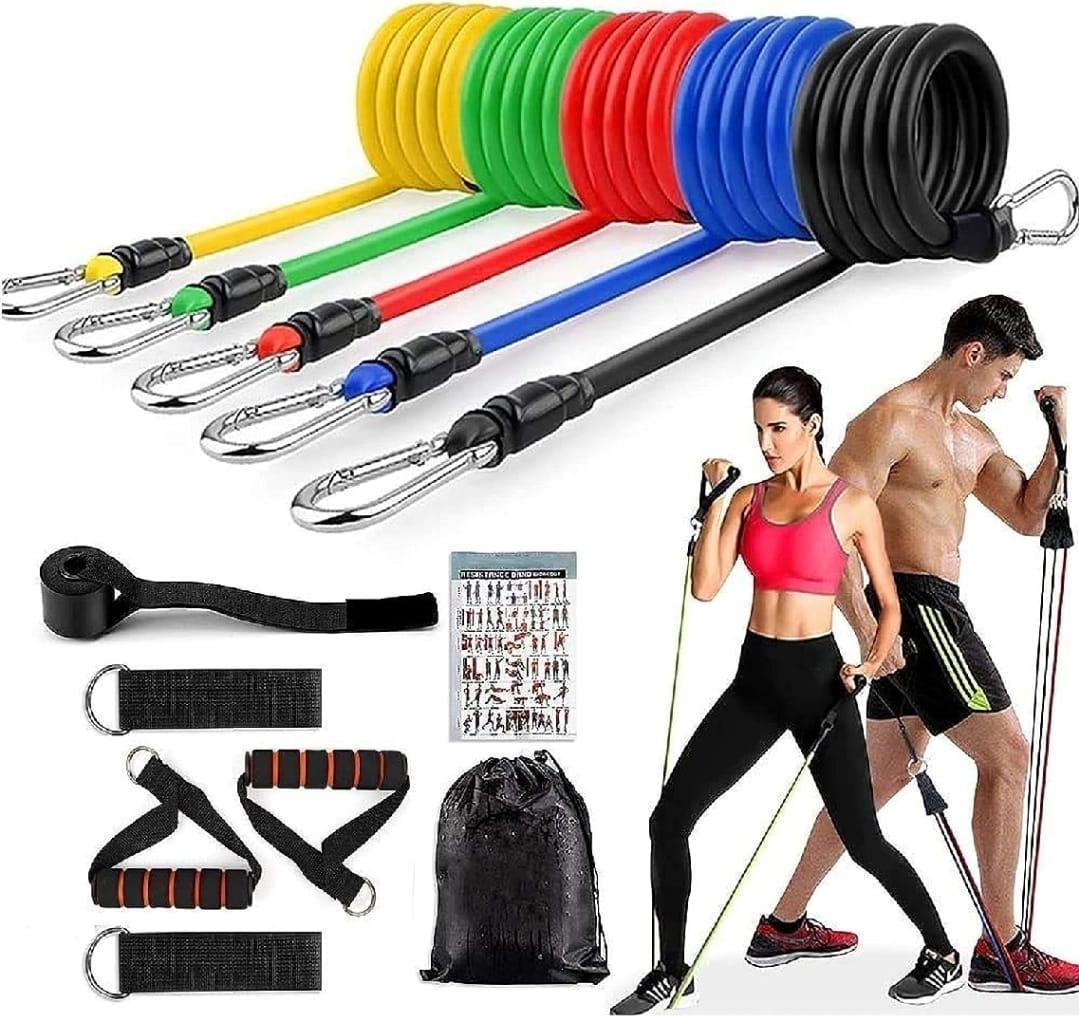 Adjustable 11 Pcs Durable Resistance Bands - Perfect for Home Workouts